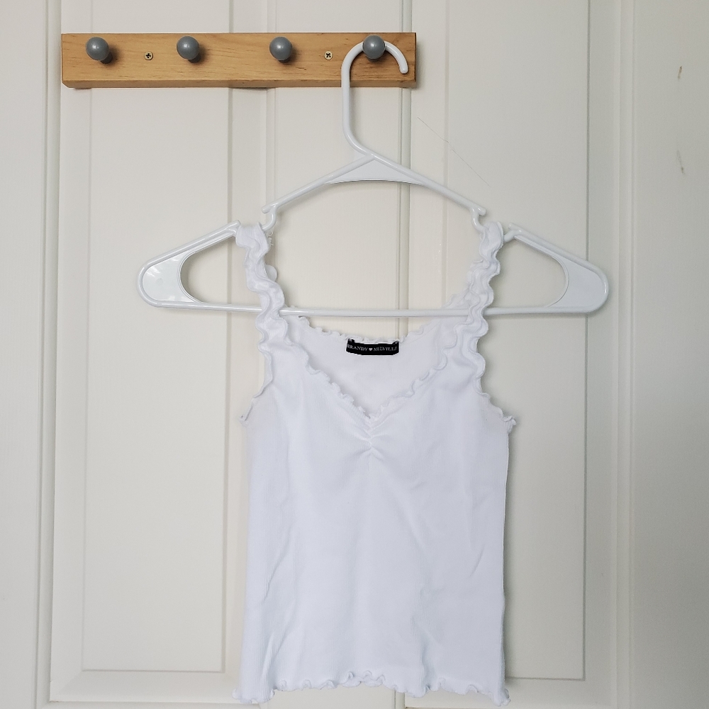 White lettuce hem tank top